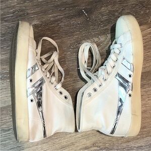 Women’s Gola x JCrew Coasters White Silver High Top Lace Up Sneakers Casual Sz 8